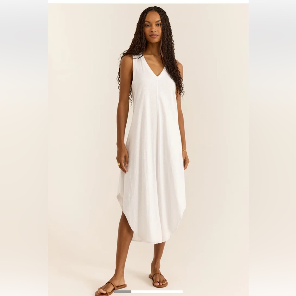 Z Supply REVERIE V-NECK MIDI DRESS size small - color white - NWT